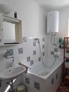 戈斯皮奇River View Apartment Gospic的浴室配有盥洗盆和浴缸。