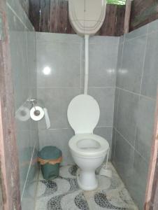 卡马萨里Cabana bem - ti - vi的浴室位于隔间内,设有白色卫生间。
