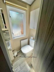 温德米尔Windermere View Lodge - White Cross Bay的一间带卫生间和窗户的小浴室