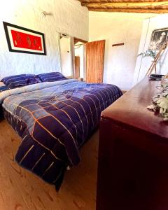 瓜尔内La Colina Magik的一间卧室配有一张大床和一张桌子