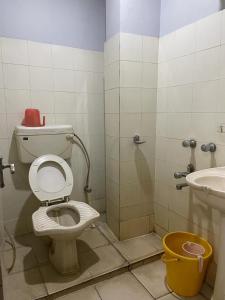 阿加尔塔拉Starline Hotel的一间带卫生间和水槽的浴室