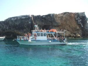 艾因西莱姆Comino Gozo Private Boat Trips Charters的一群人坐在船上