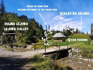 维托韦Szałas na szlaku的山地地图,在田野上设有长凳