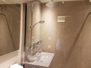 米特西尔Aparthotel Hohe Brücke-NPHT Sommercard inklusive的一间带水槽和淋浴的浴室