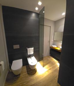 焦维纳佐Case Vacanze 106 Maison De Charme的一间带卫生间和玻璃淋浴间的浴室