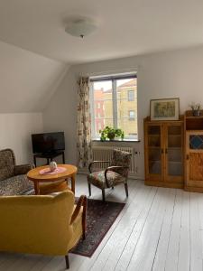 兰斯克鲁纳STF Landskrona Hostel的客厅配有沙发和桌子