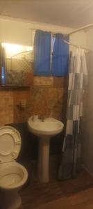 阿加斯杜尔斯Amanecer en aguas dulces的浴室配有白色卫生间和盥洗盆。