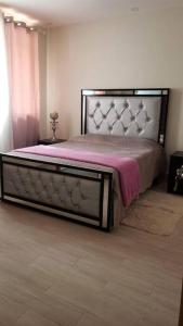 圣佩德罗-德马科里斯Apartamento moderno, guabaverry的一间卧室配有一张带粉色毯子的大床