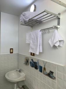 阿亚库乔PERLASCHALLAY的浴室配有盥洗盆、卫生间和毛巾。