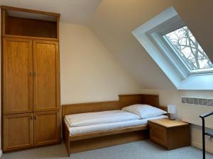 RudníkHotel Auri的一间小卧室,配有床和窗户