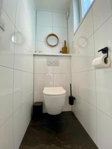 宁斯佩特Tinyhouse Grasmus的白色的浴室设有卫生间和镜子