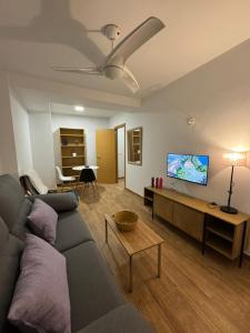 卡拉瓦卡·德·拉·克鲁斯Apartamento Irene 2的带沙发和平面电视的客厅