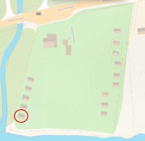 Övre KvammeSteinklepp Camping的上面有红圆的地图