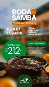 康赛瓦托利亚Pousada Alto da Serra的一份带一碗食物的餐厅的传单