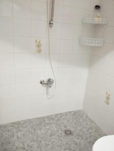 阿尔姆尼卡Room in Shared apartment with Parking的浴室内设有带水龙头的白色淋浴