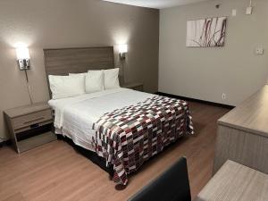 Red Roof Inn Auburn Hills客房内的一张或多张床位