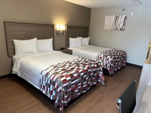 Red Roof Inn Auburn Hills客房内的一张或多张床位