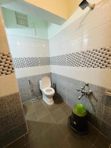 马迪凯里HOTEL CHRUCH SIDE的浴室配有卫生间、淋浴和盥洗盆。