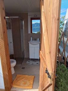 埃费奥纳斯Fox Caravan的一间带卫生间和水槽的浴室