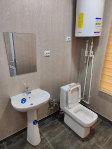 塔什干MiCasa Family Guesthouse的浴室配有白色卫生间和盥洗盆。