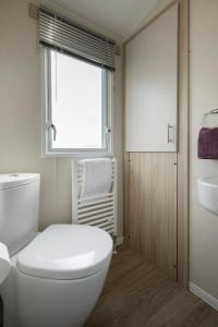 朗里奇Ribble Heights - Holiday Lodge的一间带卫生间、水槽和窗户的浴室