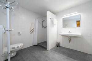 阿德尔什帕赫Penzion Pod hradem的白色的浴室设有卫生间和水槽。