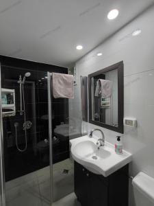 埃拉特Perfect House的一间带水槽和淋浴的浴室