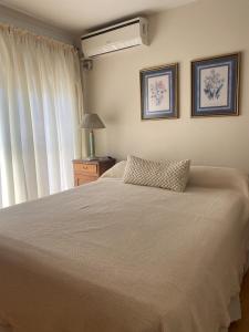 圣罗莎Cuyen 1 Pleno Centro的一间卧室设有一张大床和一个窗户。