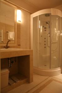 巴尼亚卢卡维多利亚别墅酒店的带淋浴和盥洗盆的浴室