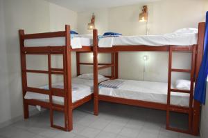 索里托斯Punta Cocos Beach Casitas的一间客房内配有两张双层床的房间