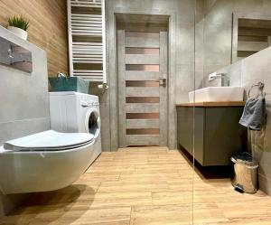奥斯特罗达Apartament Rejs的一间带卫生间和水槽的浴室