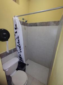 ComalcalcoNovHotel的一间带卫生间和淋浴的小浴室