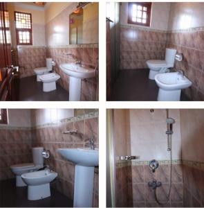 卡图纳耶克Big city villa的带3个卫生间和水槽的浴室的3张图片
