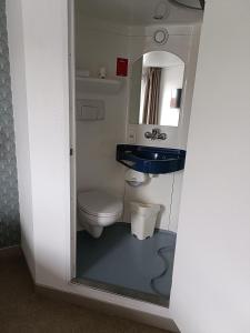 热尔扎克莱蒙费朗哲泽法斯特酒店的一间带水槽和卫生间的小浴室