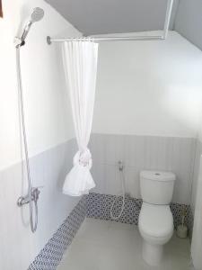 图克图克Alice Villa2的一间带卫生间和淋浴帘的浴室