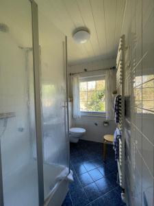 翁德洛Loh Apartments - Wald.Natur.Ruhe.的带淋浴和卫生间的浴室