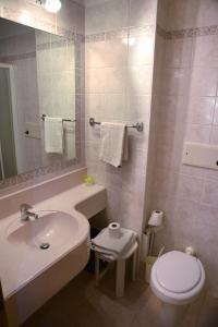 圣卡特琳娜瓦尔夫Hostel San Matteo的白色的浴室设有水槽和卫生间。