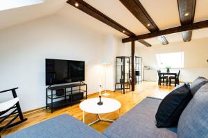 基尔Exklusive Apartments in Kieler City的带沙发和电视的客厅