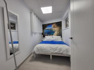 科尔多瓦La Flor del Naranjo的卧室配有一张床,墙上挂有绘画作品