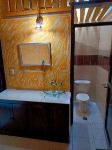 帕潘特拉德奧拉特Posada Familiar Papantla的一间带水槽和卫生间的浴室