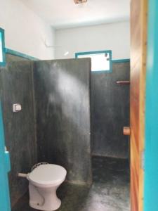 阿尤鲁奥卡Casa do Bosque的浴室位于隔间内,设有白色卫生间。