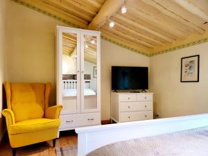 MarlianaLa casa degli artisti的客厅配有黄色椅子和电视
