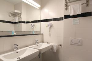 乌得勒支巴斯琛哥罗普酒店的浴室设有2个水槽和镜子