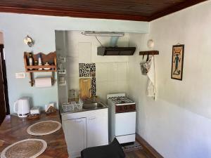 圣地亚哥El Pillan "Travelers" House的小厨房配有炉灶和水槽