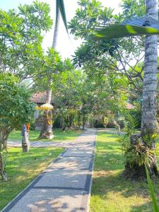 甘地达萨湾畔简易别墅酒店的公园里一条有树木和小径的步道