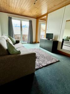 KrattigenEva's Seeblick的带沙发和镜子的客厅