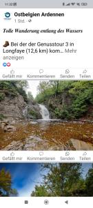 布尔格-罗伊兰德Chalet Rose的一张带有瀑布图片的网页的截图