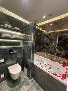 阿姆斯特丹阿尔卑斯山酒店的一间带卫生间和浴缸的浴室