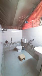 卡齐兰加Kodom Bari Retreat, Kaziranga的一间带卫生间和水槽的浴室