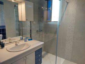 提乌克西亚维拉诺瓦公寓的一间带水槽和玻璃淋浴的浴室